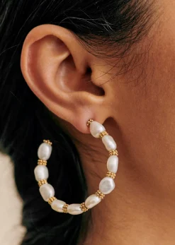 Sezane Bijoux|Bijoux|Anneaux Milo Nacre Doré