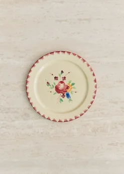 Sezane La Sélection Vintage|Assiettes à Dessert Anciennes, Crème Fleuries