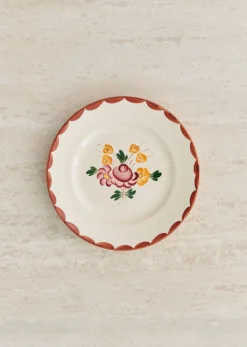 Sezane La Sélection Vintage|Assiettes à Dessert Anciennes, Crème Fleuries