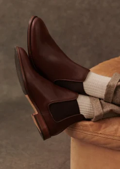 Sezane Chaussures|Bottines Chelsea Woody Cuir Tradition Camel