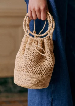 Sezane Paniers & Pochettes|Bourse Mini Capucine Raphia Naturel