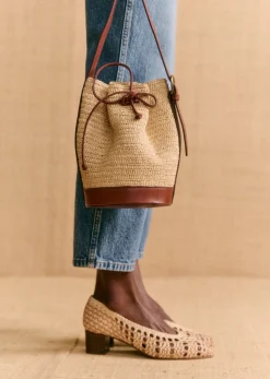 Sezane Nos Sacs Iconiques|Maroquinerie|Bourse Mini Farrow Raphia