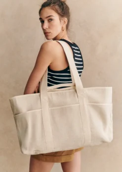 Sezane Lifestyle|Le Bain|Cabas Ecru Multicolore