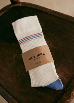 Sezane Accessoires|Chaussettes Hayes Écru Rayures Multicolores