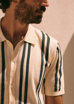 Sezane Chemises & Blouses|Chemises rayures|Chemise Braden Écru Rayures Vertes