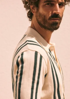 Sezane Chemises & Blouses|Chemises rayures|Chemise Braden Écru Rayures Vertes