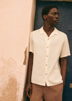 Sezane Chemises & Blouses|Chemises manches courtes|Chemise Holt Coton Lin Blanc
