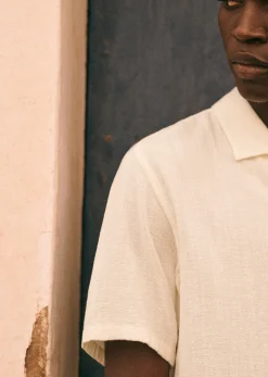 Sezane Chemises & Blouses|Chemises manches courtes|Chemise Holt Coton Lin Blanc