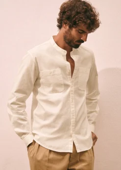 Sezane Chemises col mao|Chemises coton lin|Chemise Leone Blanc