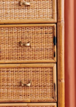 Sezane La Sélection Vintage|Console En Et Bambou Vintage Rotin