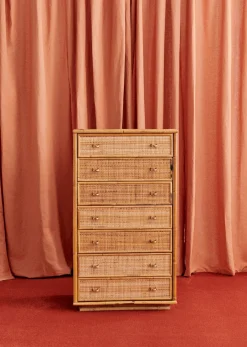Sezane La Sélection Vintage|Console En Et Bambou Vintage Rotin