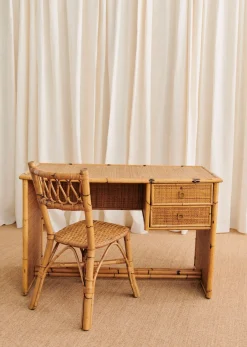 Sezane La Sélection Vintage|Ensemble Bureau Et Chaise Dans Le Style Dal Vera Années 1960 - N°2 Bambou et osier