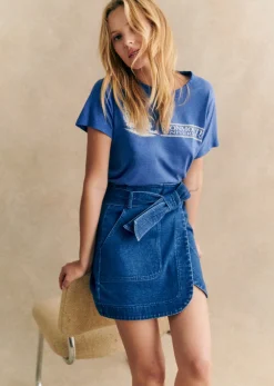 Sezane Jupes & Shorts|Jupe Lana Bleu Denim Foncé