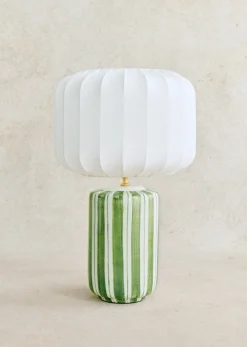 Sezane Les Lumières|Lampe Mezzo - Rayé Vert Abat-jour Mezzo - Écru