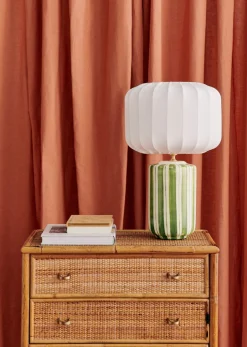 Sezane Les Lumières|Lampe Mezzo - Rayé Vert Abat-jour Mezzo - Écru