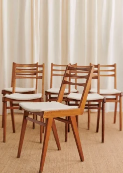 Sezane La Sélection Vintage|Lot De 6 Chaises Années 1960 Hêtre