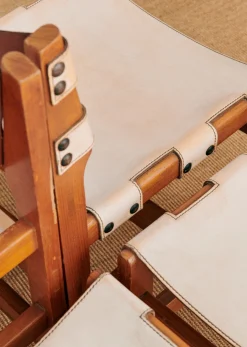 Sezane La Sélection Vintage|Lot De 6 Chaises Maison Regain Années 1960 Orme et cuir