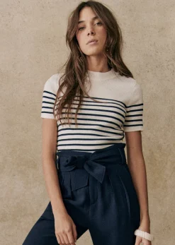 Sezane Maille|Maille Mona Écru / Marine