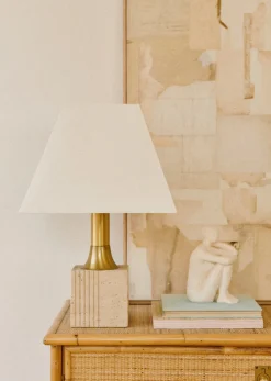 Sezane La Sélection Vintage|Paire De Lampes Fratelli Manelli Années 1970 Marbre travertin et laiton