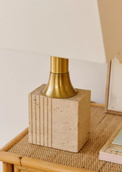 Sezane La Sélection Vintage|Paire De Lampes Fratelli Manelli Années 1970 Marbre travertin et laiton
