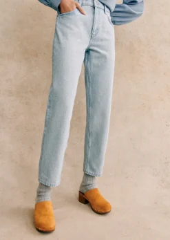 Sezane Denim|Denim|Pantalon Le Mum Bleu Snow