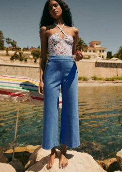 Sezane 7/8ème|Tous les Pantalons & Combinaisons|Pantalon Marino Crop Bleu