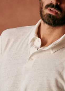 Sezane Polos|T-Shirts coton lin|Polo Martin Ecru