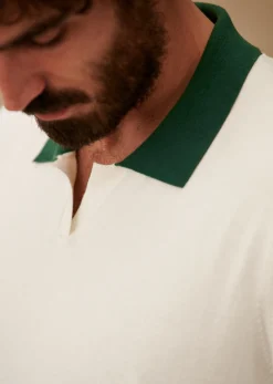 Sezane Col polo|Pulls manches courtes|Polo Nick Écru / Vert
