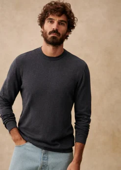 Sezane Col rond|Pulls coton|Pull Edo Bleu Chiné