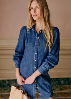 Sezane Robes|Robe Eulalia Bleu Moyen