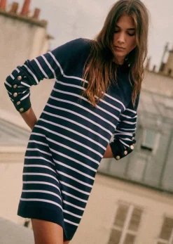 Sezane Robes|Robe Paola Marine / Ecru