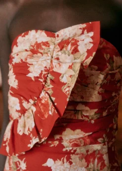 Sezane Robes|Robe Pauline Floral Rouge