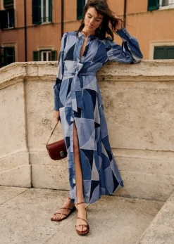 Sezane Robes|Robe Selma Patchwork Bleu