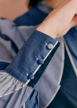 Sezane Robes|Robe Selma Patchwork Bleu