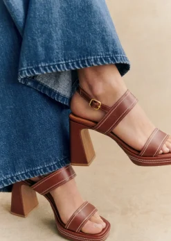 Sezane Souliers|Sandales|Sandales High Suzie Cuir Naturel Lisse
