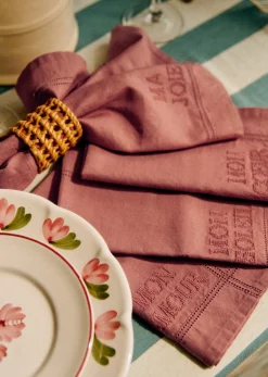 Sezane Les Tissus|La Vaisselle|Set De 4 Serviettes - Les Mots Brodés