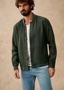 Sezane Chemises lin|Surchemise Ellis Lin Vert Foncé
