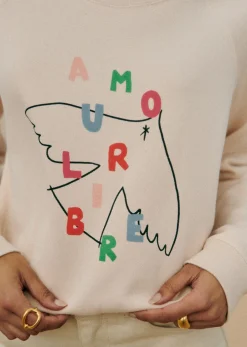 Sezane Sweats|Sweat-Shirt Amour Libre Oiseau - Sézane X Pangea Crème / Multico