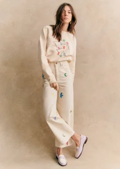 Sezane Sweats|Sweat-Shirt Amour Libre Oiseau - Sézane X Pangea Crème / Multico