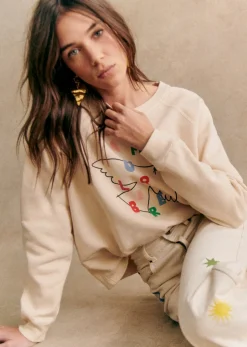 Sezane Sweats|Sweat-Shirt Amour Libre Oiseau - Sézane X Pangea Crème / Multico
