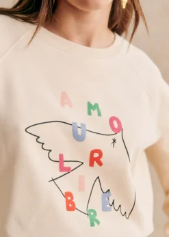 Sezane Sweats|Sweat-Shirt Amour Libre Oiseau - Sézane X Pangea Crème / Multico