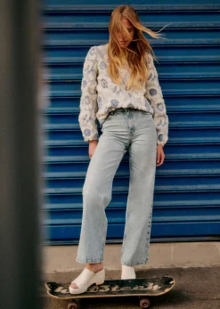Sezane Sweats|Sweat-Shirt Harlem Bleu Vintage / Ecru