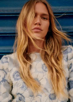 Sezane Sweats|Sweat-Shirt Harlem Bleu Vintage / Ecru
