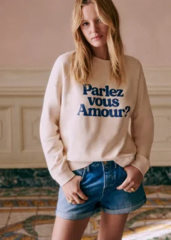 Sezane Sweats|Sweat-Shirt Parlez Vous Amour - Création Solidaire Crème / Marine