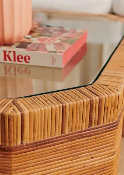 Sezane La Sélection Vintage|Table Basse Octogonale En Marqueterie De Vintage Rotin