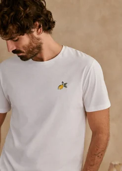 Sezane T-shirts motif|T-shirts manches courtes|T-Shirt Citron Blanc/Jaune