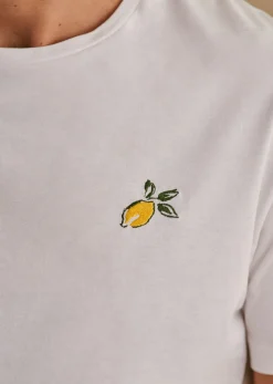 Sezane T-shirts motif|T-shirts manches courtes|T-Shirt Citron Blanc/Jaune