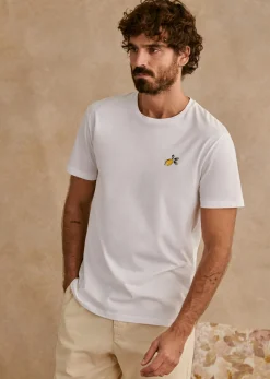 Sezane T-shirts motif|T-shirts manches courtes|T-Shirt Citron Blanc/Jaune