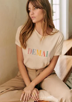 Sezane T-shirts|T-Shirt Demain Crème / Multico