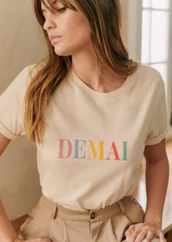 Sezane T-shirts|T-Shirt Demain Crème / Multico
